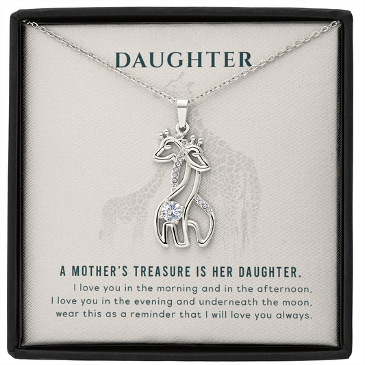 To my daughter - A mother's treasure - Giraffe Necklace - JustFamilyThings