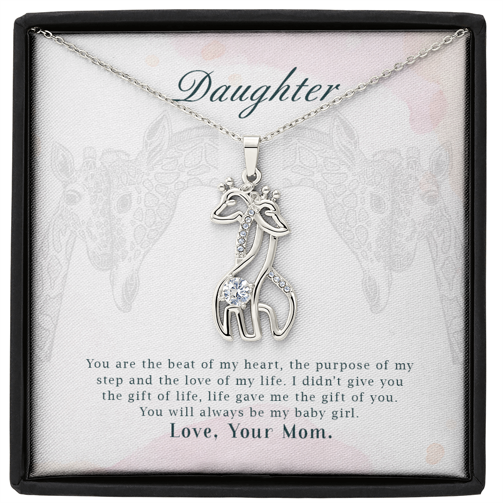 To my daughter from mom - You are the beat of my heart - Giraffe Necklace - JustFamilyThings