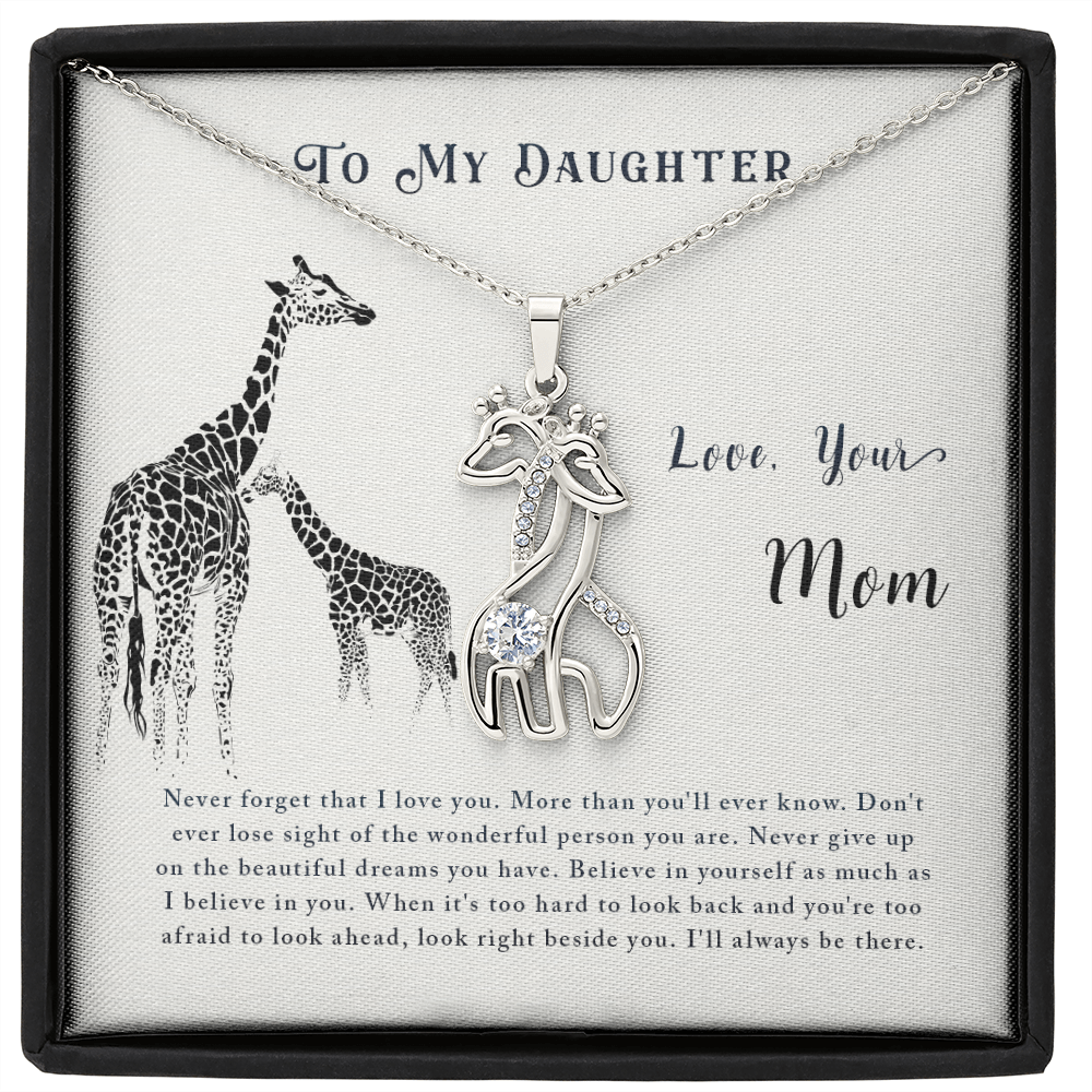 To my daughter from mom - Never forget that I love you - Giraffe Necklace - JustFamilyThings