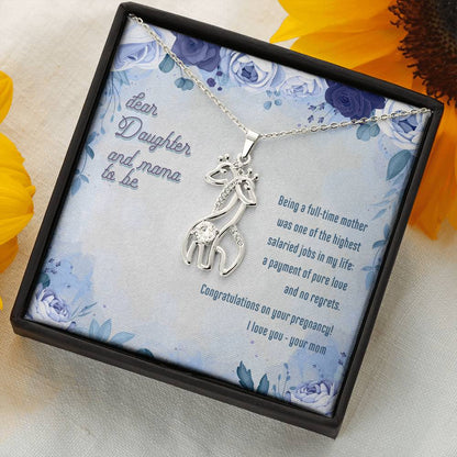 Gift for Pregnant Daughter from Mom - Giraffe Necklace - JustFamilyThings