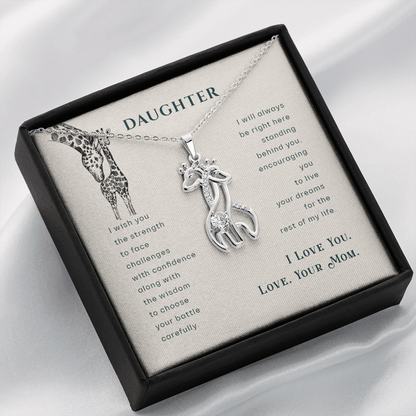 To my daughter from mom - I wish you the strength - Giraffe Necklace - JustFamilyThings