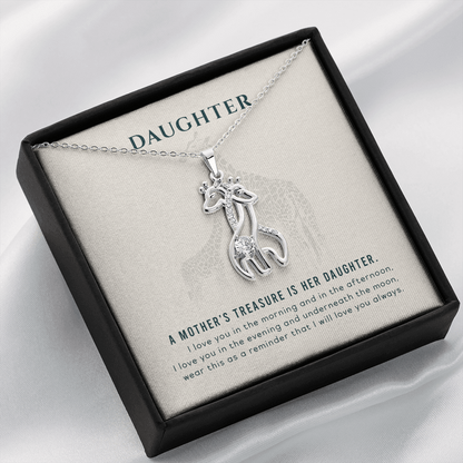 To my daughter - A mother's treasure - Giraffe Necklace - JustFamilyThings