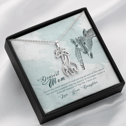To my mom from daughter - you're the most beautiful and caring person - Giraffe Necklace - JustFamilyThings