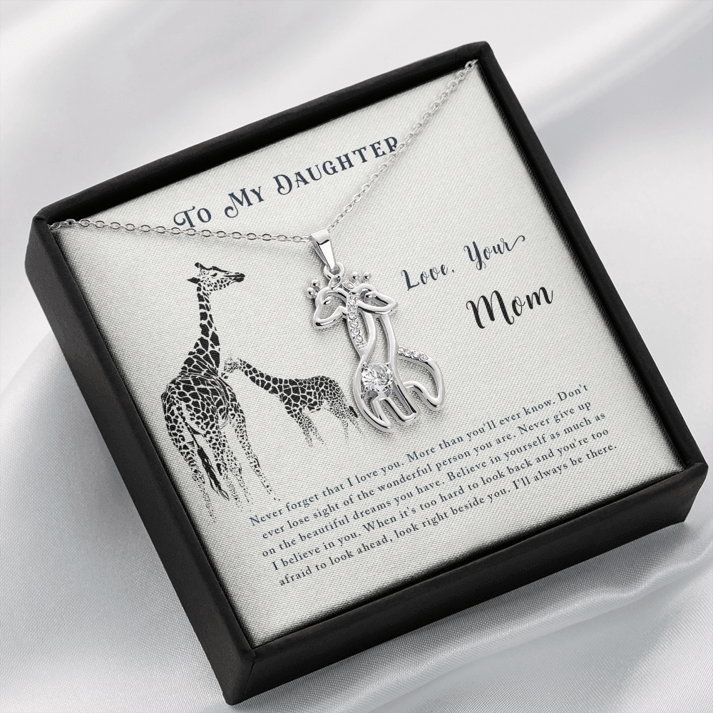 To my daughter from mom - Never forget that I love you - Giraffe Necklace - JustFamilyThings