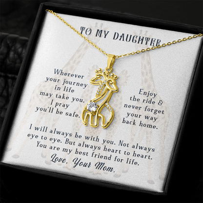 To my daughter from mom - wherever your journey in life may take you - Giraffe Necklace - JustFamilyThings