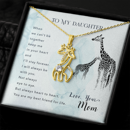To my daughter from mom - When we can't be - Giraffe Necklace - JustFamilyThings