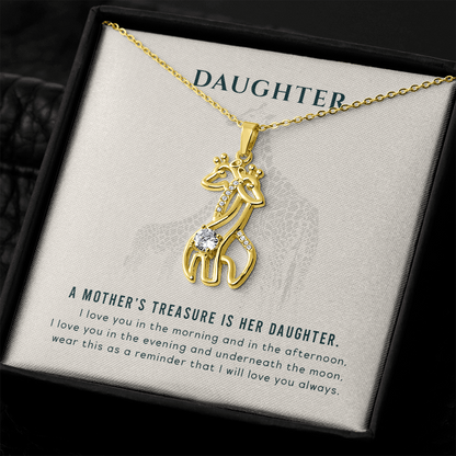To my daughter - A mother's treasure - Giraffe Necklace - JustFamilyThings