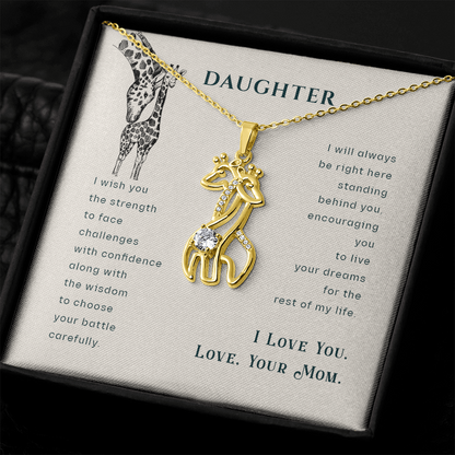 To my daughter from mom - I wish you the strength - Giraffe Necklace - JustFamilyThings