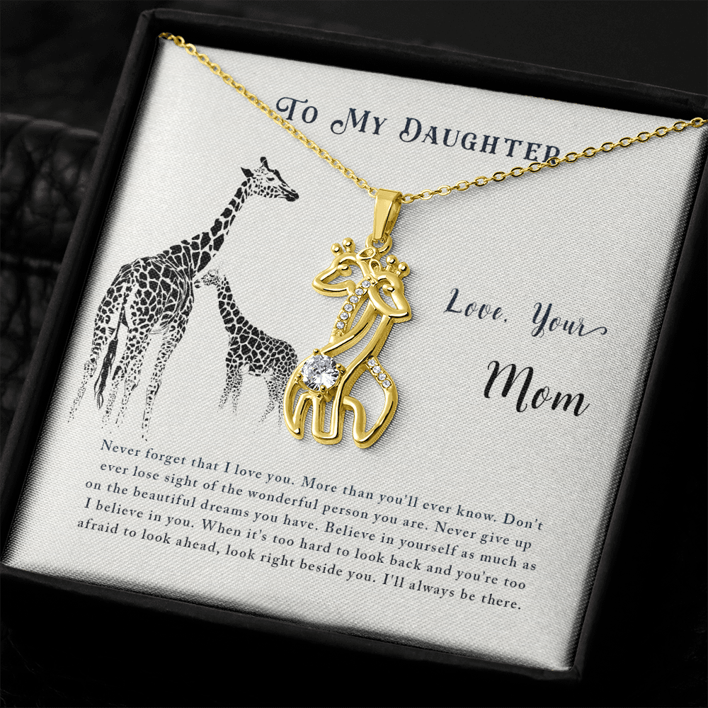 To my daughter from mom - Never forget that I love you - Giraffe Necklace - JustFamilyThings