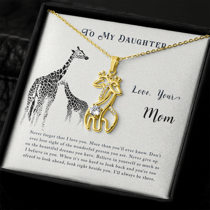 To my daughter from mom - Never forget that I love you - Giraffe Necklace - JustFamilyThings
