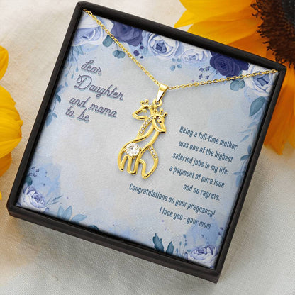 Gift for Pregnant Daughter from Mom - Giraffe Necklace - JustFamilyThings