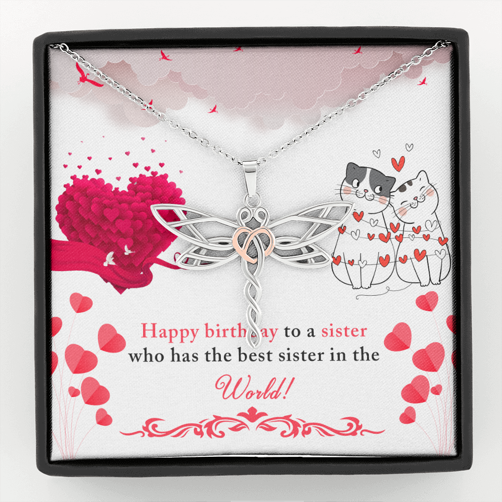 funny Happy Birthday to sister from sister - Dragonfly Necklace - JustFamilyThings