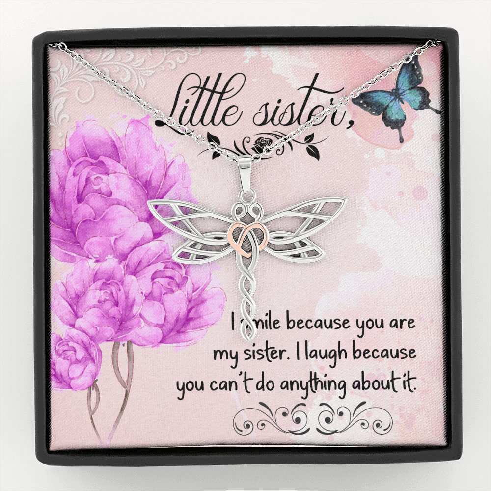 to my little sister - I smile, I laugh - Dragonfly Necklace - JustFamilyThings