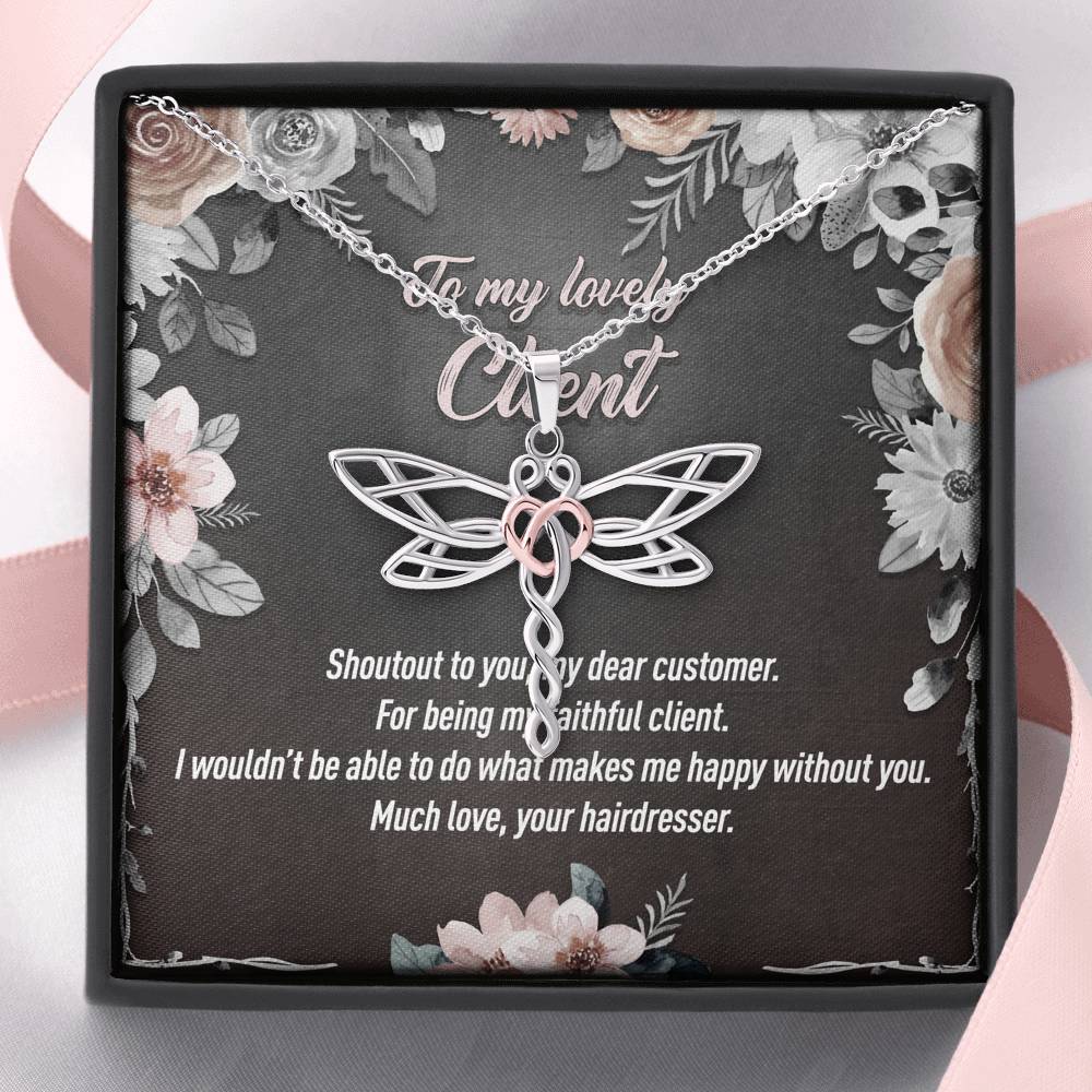 Personalized - To My Lovely Client - Choose Custom Job Title - Dragonfly Necklace - JustFamilyThings