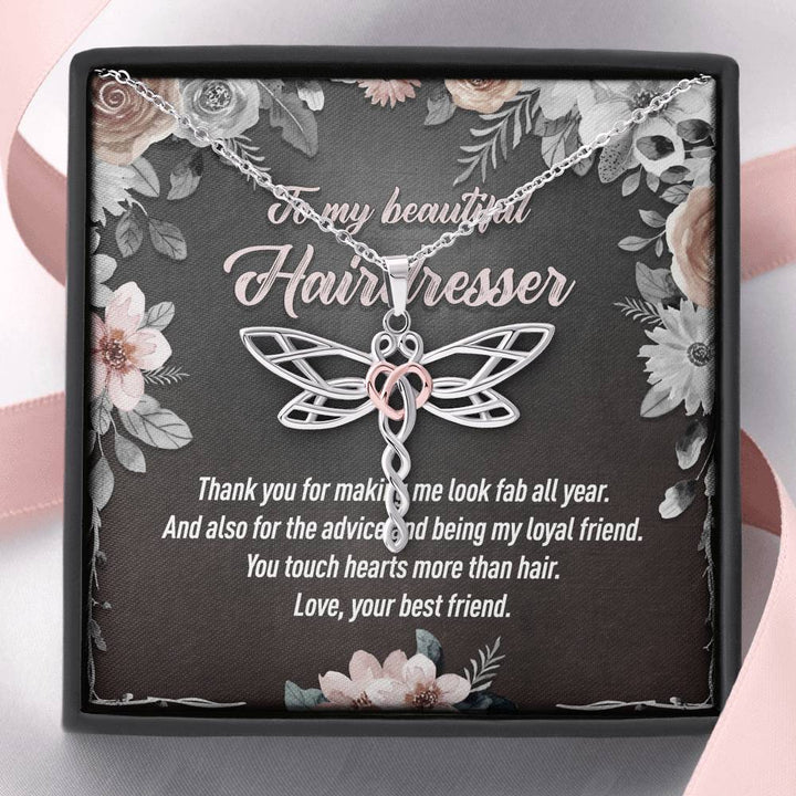 To My Beautiful Hairdresser - Thank You Gift - Dragonfly Necklace - JustFamilyThings