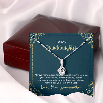 To my granddaughter from grandmother - always remember you're special - Alluring Beauty Necklace - JustFamilyThings