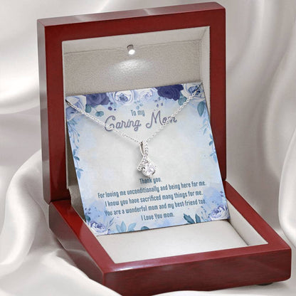 To My Caring Mom Alluring Beauty Necklace, Thank You Mom Gift, I love You Mom Necklace - JustFamilyThings