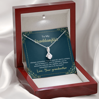 To my granddaughter from grandmother - always remember you're special - Alluring Beauty Necklace - JustFamilyThings