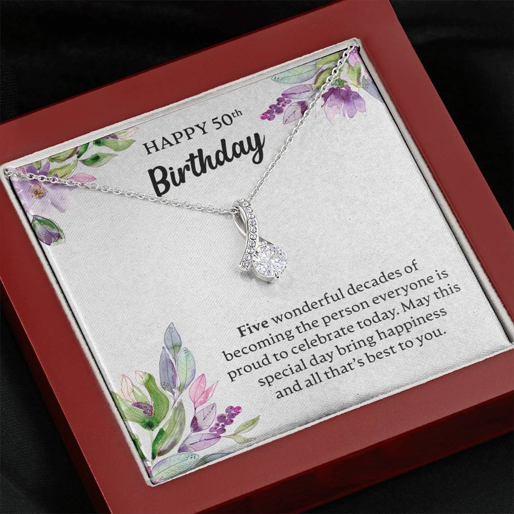 Happy 50th Birthday Necklace, Happy 50th Birthday Gift, 50th Birthday Jewelry Gift - JustFamilyThings