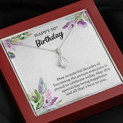 Happy 50th Birthday Necklace, Happy 50th Birthday Gift, 50th Birthday Jewelry Gift - JustFamilyThings