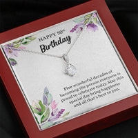 Load image into Gallery viewer, Happy 50th Birthday Necklace, Happy 50th Birthday Gift, 50th Birthday Jewelry Gift - JustFamilyThings
