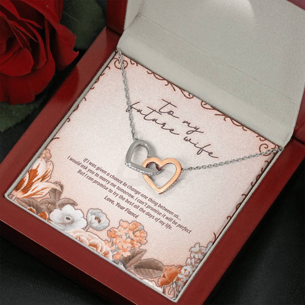 To My Future Wife - Interlocking Hearts Necklace Gift from Fiancé - JustFamilyThings
