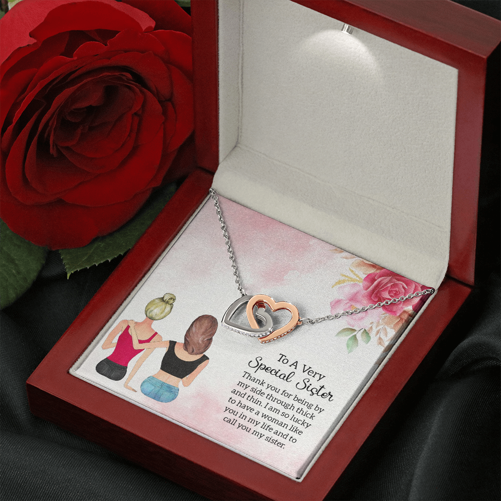 To A Very Special Sister - Interlocking Hearts Necklace - JustFamilyThings