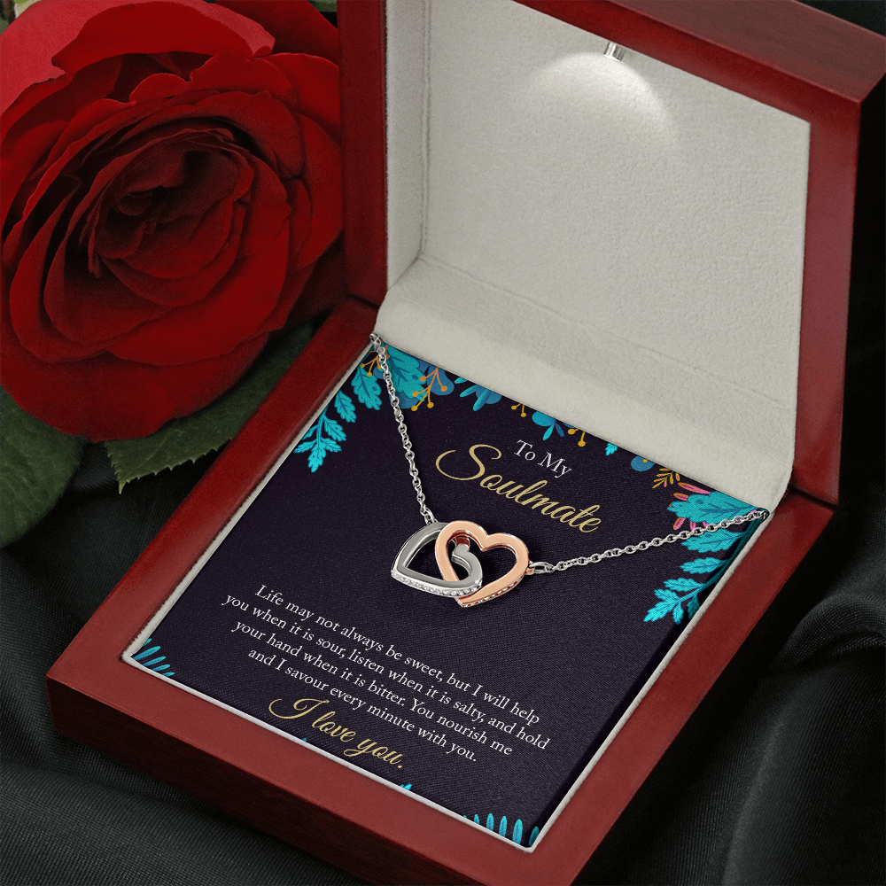 To My Soulmate - life may not always be sweet - Interlocking Hearts Necklace - JustFamilyThings