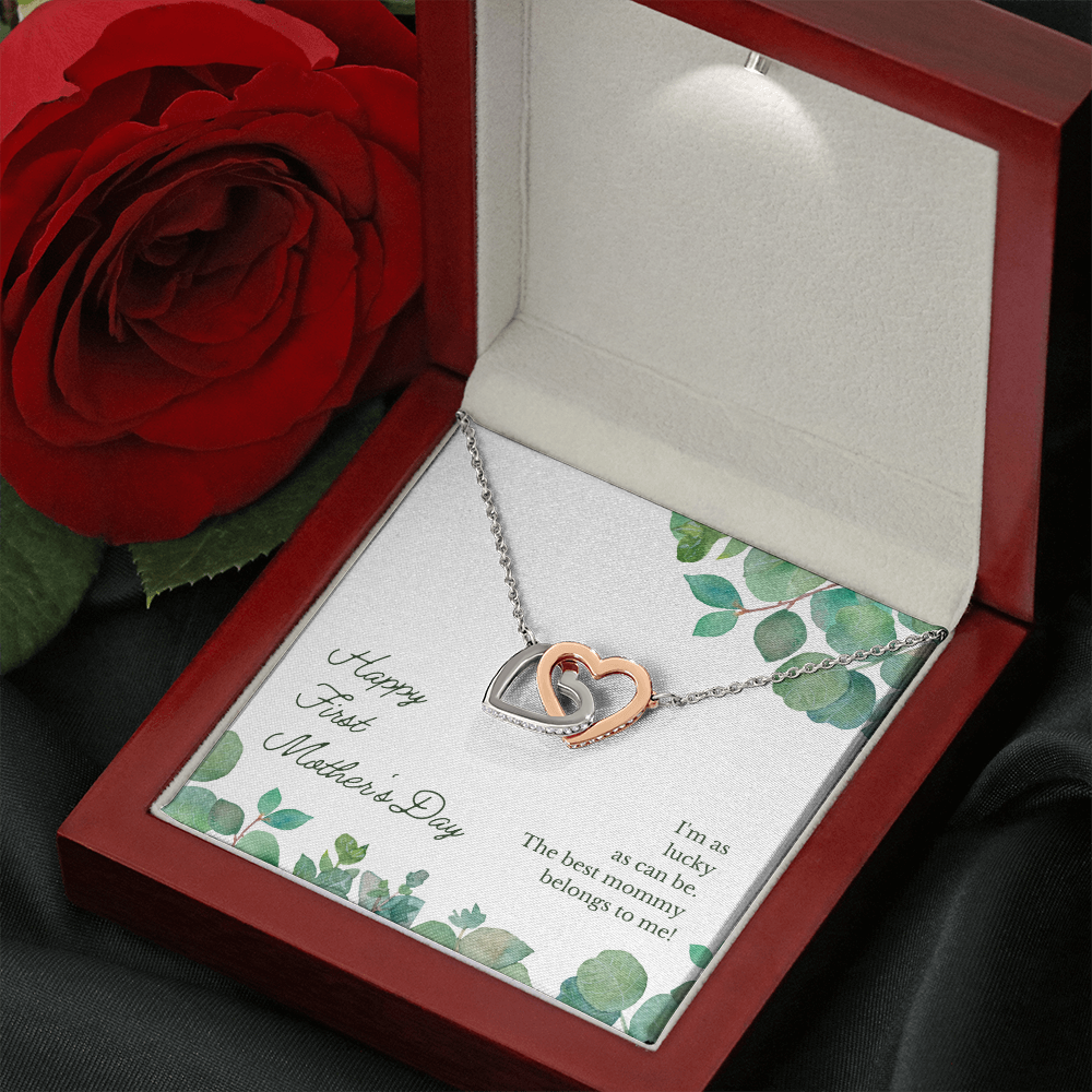 Happy First Mother's Day - Interlocking Hearts Necklace - JustFamilyThings