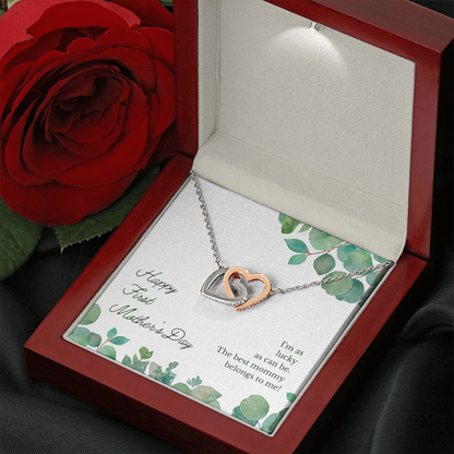 Happy First Mother's Day - Interlocking Hearts Necklace - JustFamilyThings