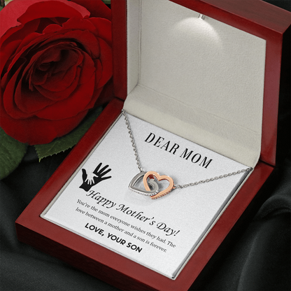 To mom from son - Dear Mom,  Happy Mother’s Day! - Interlocking Hearts Necklace - JustFamilyThings