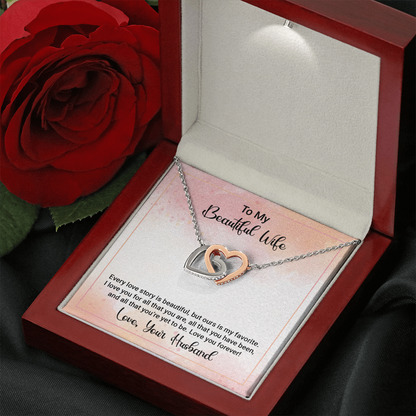 to my beautiful wife - Interlocking Hearts Necklace - JustFamilyThings
