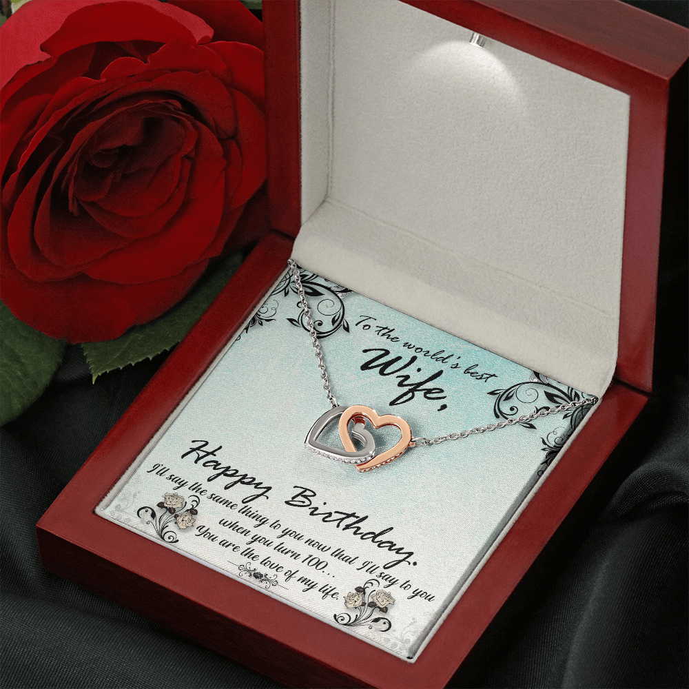 Happy Birthday to wife - Interlocking Hearts Necklace - JustFamilyThings