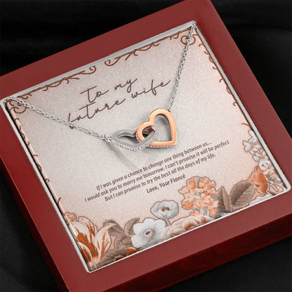 To My Future Wife - Interlocking Hearts Necklace Gift from Fiancé - JustFamilyThings