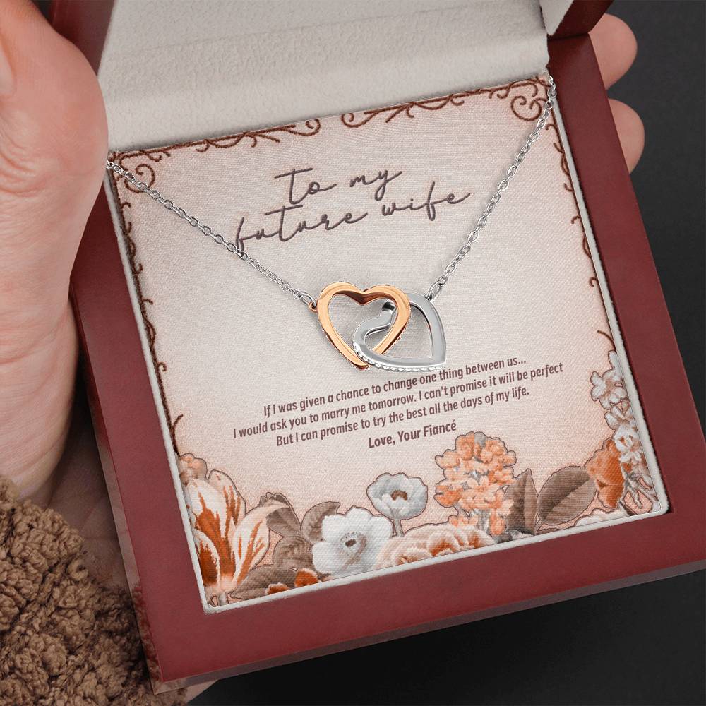 To My Future Wife - Interlocking Hearts Necklace Gift from Fiancé - JustFamilyThings