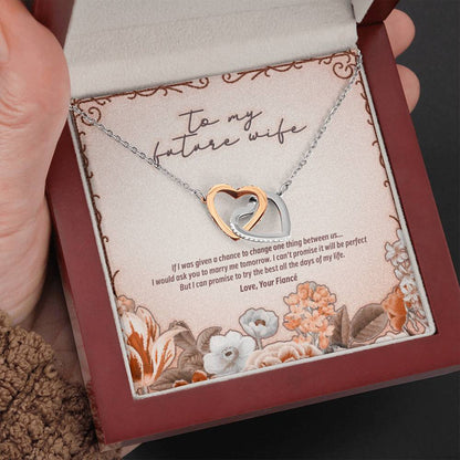To My Future Wife - Interlocking Hearts Necklace Gift from Fiancé - JustFamilyThings