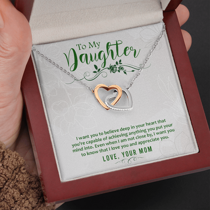 To my Daughter from Mom - I want you to believe - Interlocking Hearts Necklace - JustFamilyThings