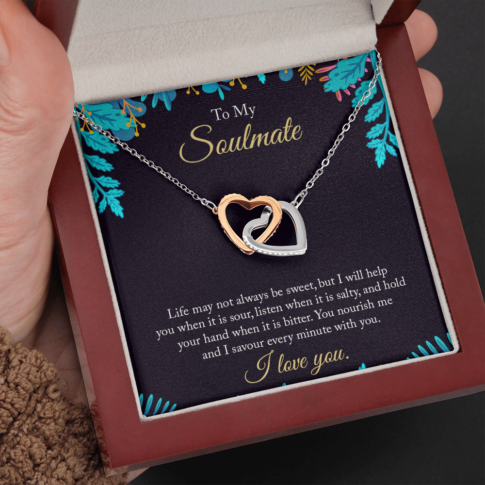 To My Soulmate - life may not always be sweet - Interlocking Hearts Necklace - JustFamilyThings