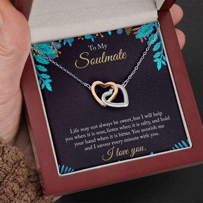 To My Soulmate - life may not always be sweet - Interlocking Hearts Necklace - JustFamilyThings
