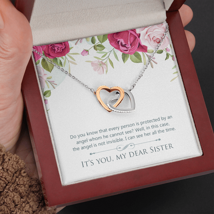 To My Dear Sister - Interlocking Hearts Necklace - JustFamilyThings