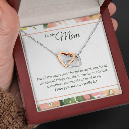 To My Mom - I Love You, I really Do - Interlocking Hearts Necklace - JustFamilyThings