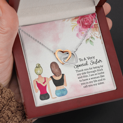 To A Very Special Sister - Interlocking Hearts Necklace - JustFamilyThings