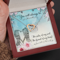 Load image into Gallery viewer, To Soul Sister - You will always be - Interlocking Hearts Necklace - JustFamilyThings
