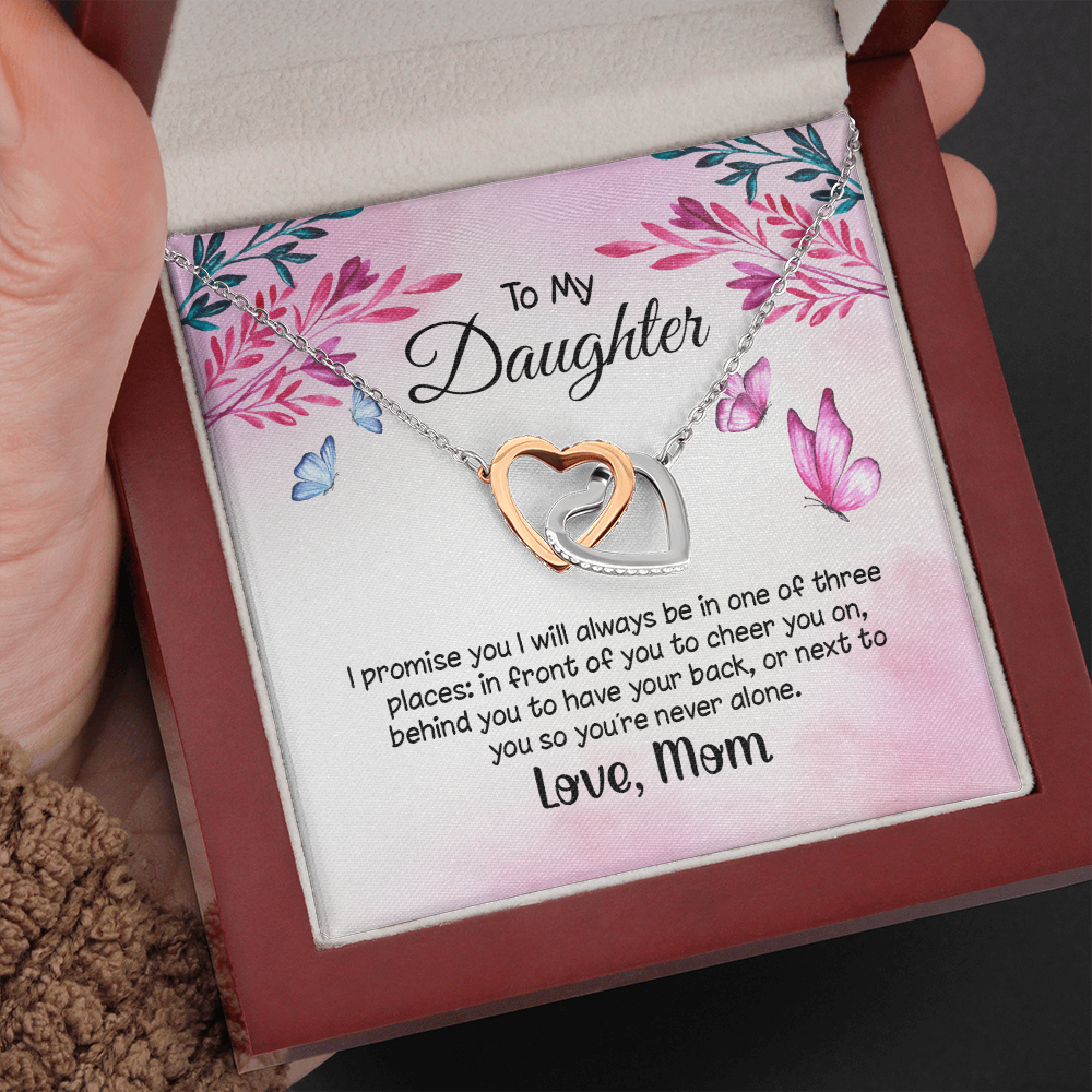 to my daughter from mom - i promise you - Interlocking Hearts Necklace - JustFamilyThings