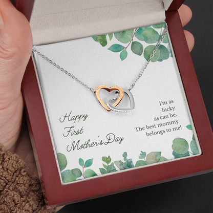 Happy First Mother's Day - Interlocking Hearts Necklace - JustFamilyThings