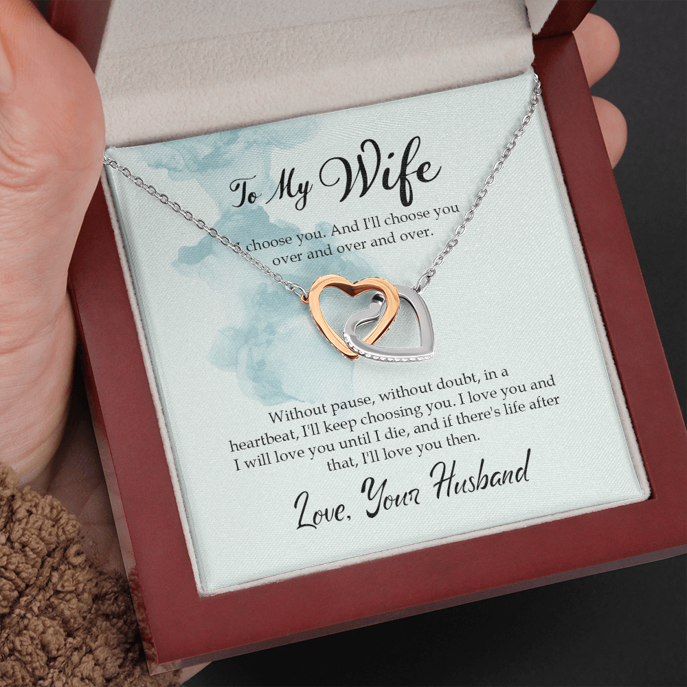 To my wife - I choose you - Interlocking Hearts Necklace - JustFamilyThings