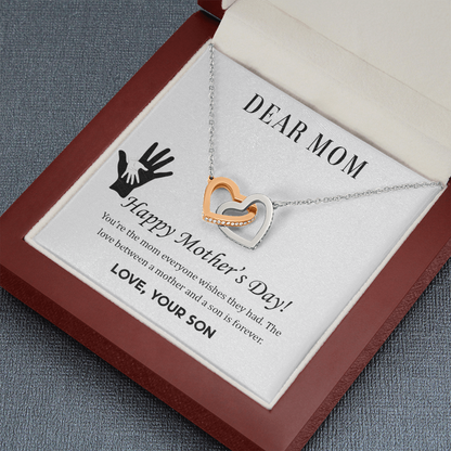 To mom from son - Dear Mom,  Happy Mother’s Day! - Interlocking Hearts Necklace - JustFamilyThings