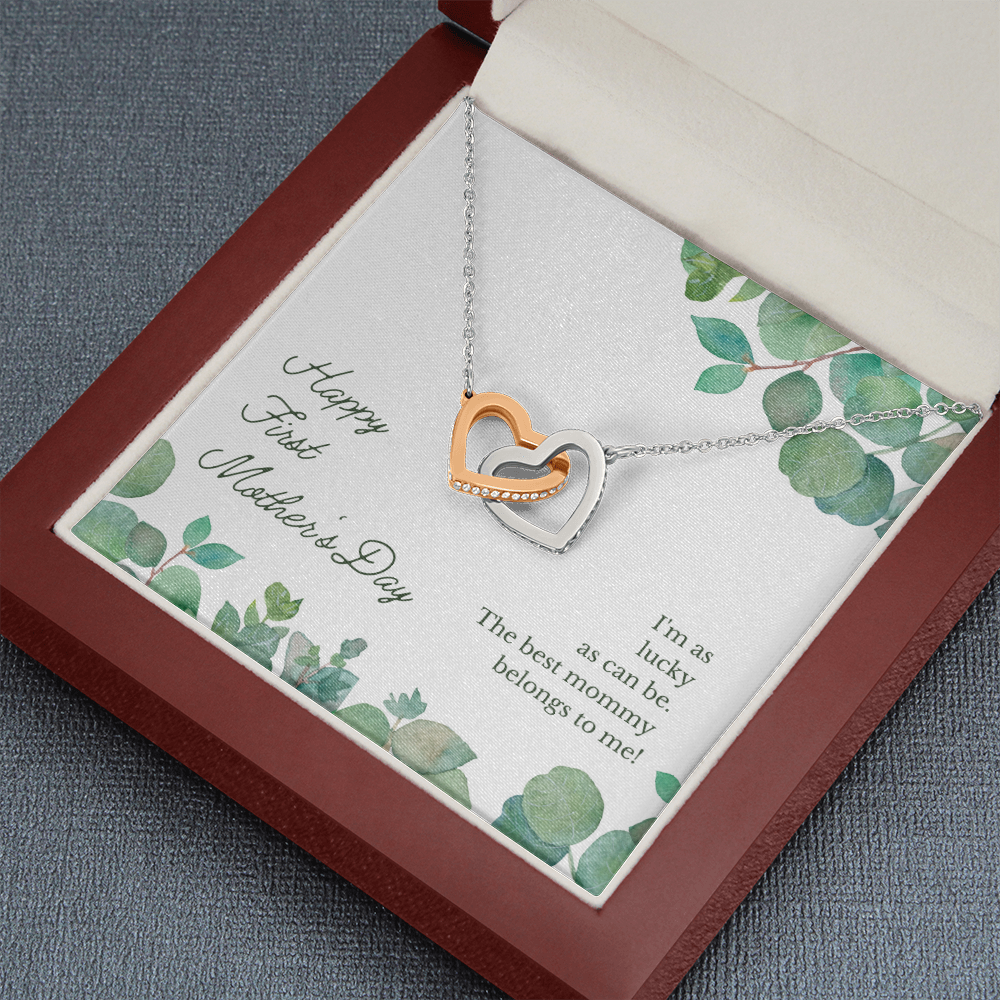 Happy First Mother's Day - Interlocking Hearts Necklace - JustFamilyThings
