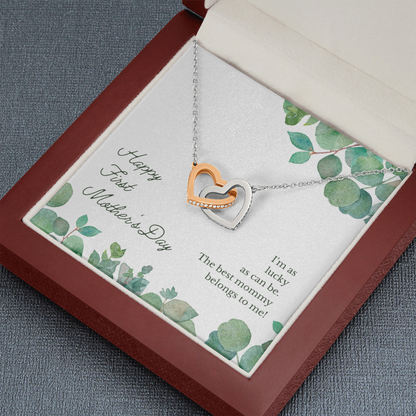 Happy First Mother's Day - Interlocking Hearts Necklace - JustFamilyThings