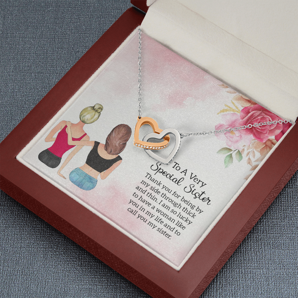 To A Very Special Sister - Interlocking Hearts Necklace - JustFamilyThings